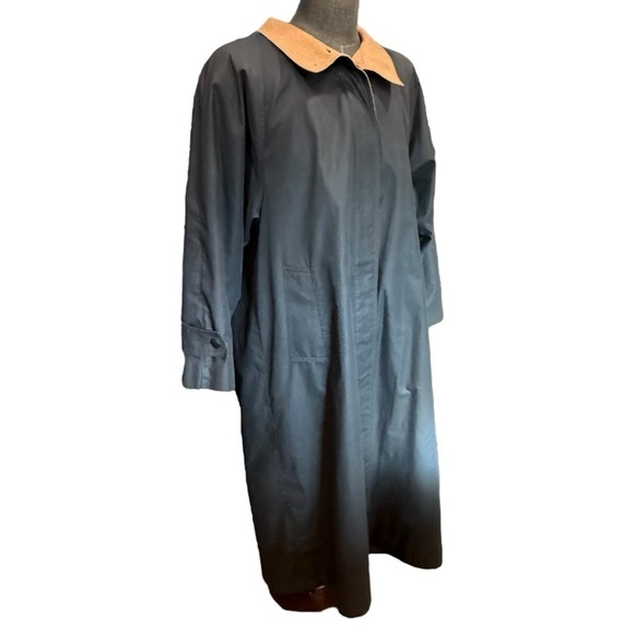 Vintage London Fog Lined Trench Coat Black Tan Sz 14 2X Capsule Old Money Wool - Picture 3 of 16